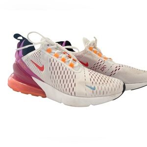 Nike Air Max 270 White with Orange and Pink Accents - Size 8.5